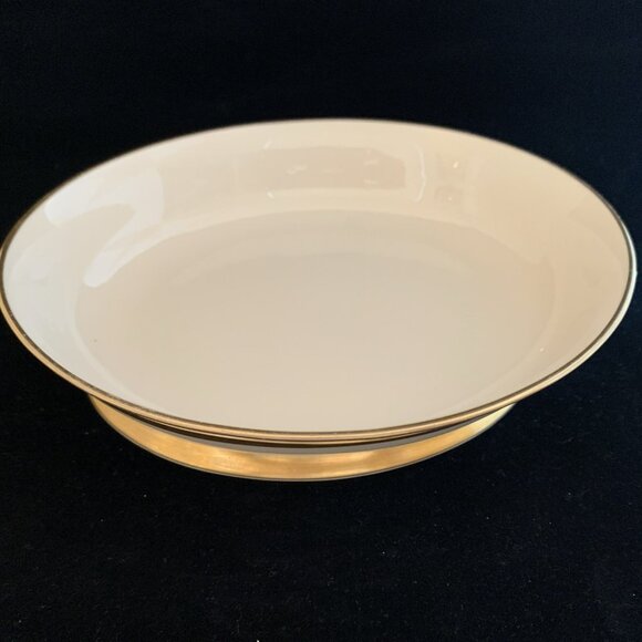 Flintridge China Huntington Oval Serving Bowl 9.75" Gold Band California MCM Vtg - Picture 3 of 9
